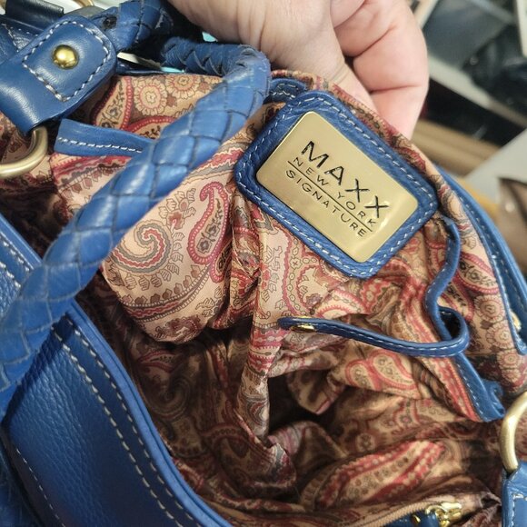 Like new Blue Leather Bag by Maxx New York Signature - Picture 2 of 5